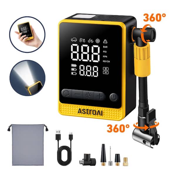 Cordless Tire Inflator 150PSI, 6-in-1 Tire Pump 12s Fast Inflate, 6000mAh Portable Air Compressor for Car,Bike,Motocycle