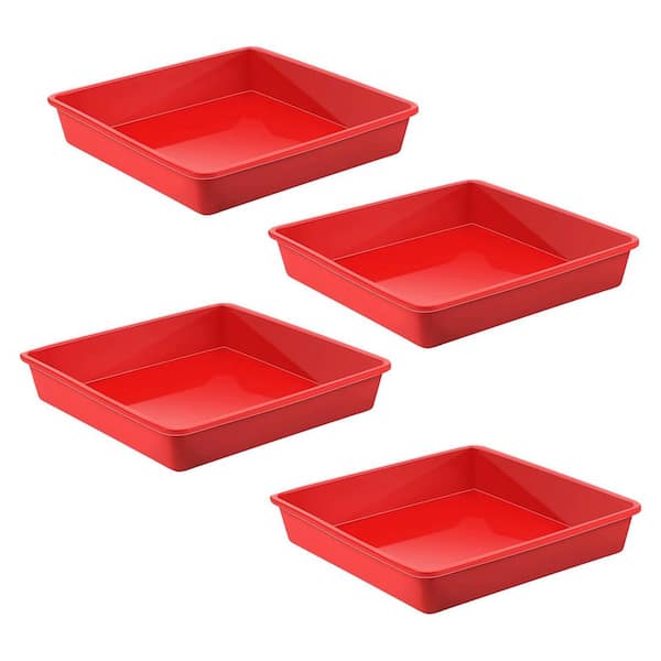 Set of 4 Square Silicone Baking Pans Nonstick Bakeware for Brownies Muffins Bread Pie with Easy Clean