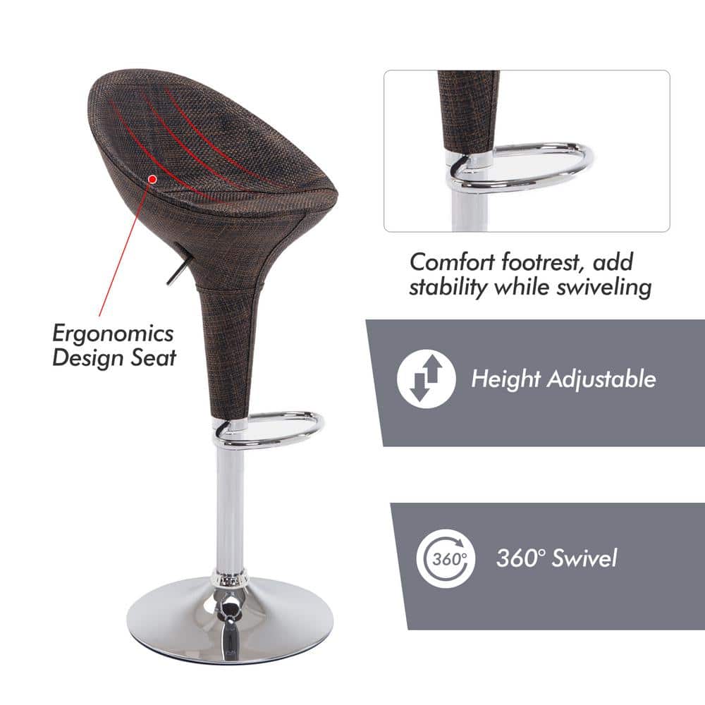 Island Breeze Rattan Wicker Adjustable Swivel Bar Stool - Set of 2