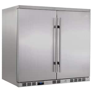 Single Zone 35.4 in. 169 (12 oz.) 2-Door Solid Stainless Steel Beverage Can Cooler