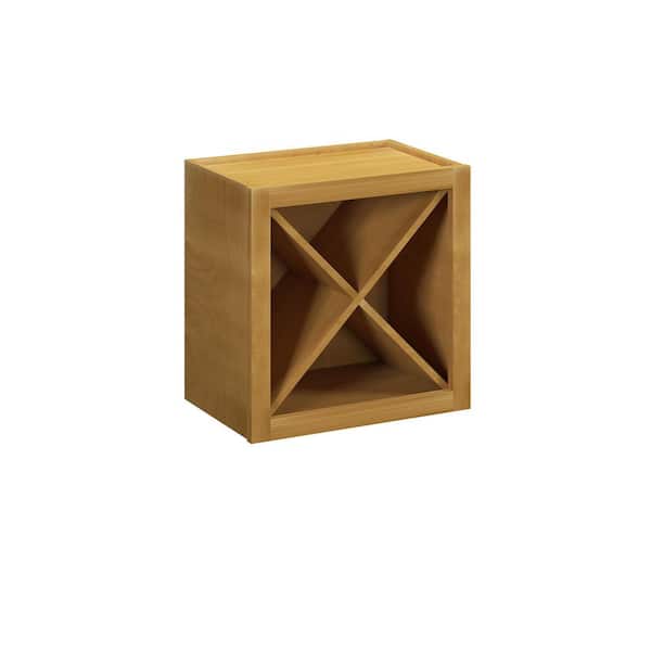 Kunal Kitchens Aberdeen Recessed 18 in. W x 18 in. H x 12 in. D in Caramel Plywood Assembled Wine Wall Cabinet