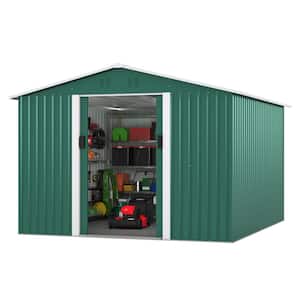 9.1 ft. W x 10.3 ft. D Outdoor Storage Metal Shed Building with Sliding Doors for Backyard Garden (93.73 sq. ft.)