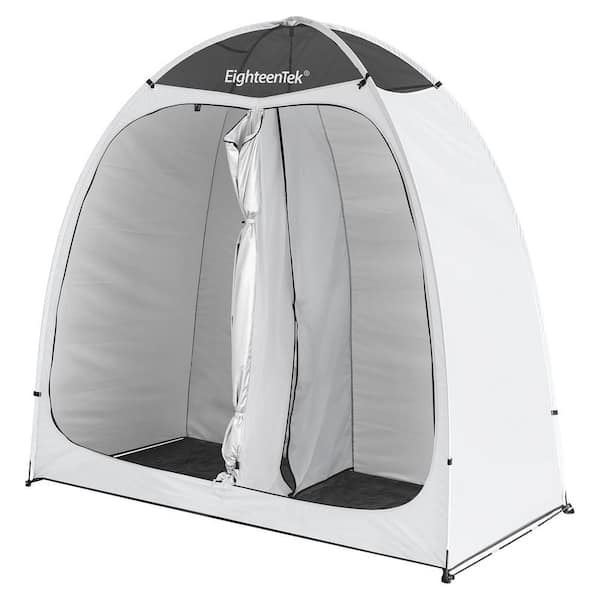 83 in. x 43 in. x 80 in. White Portable Pop Up Shower Tent, 2 Rooms 2 Doors PE Floor Dressing, UV Protection, Waterproof