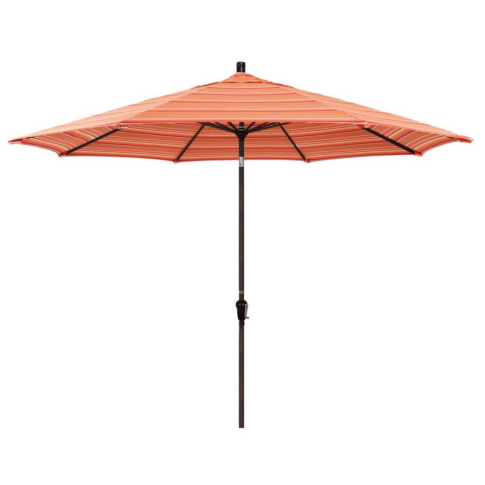 11 ft. Bronze Aluminum Market Patio Umbrella with Aluminum Ribs Auto Tilt Crank Lift in Dolce Mango Sunbrella price history on PriceWatchPro