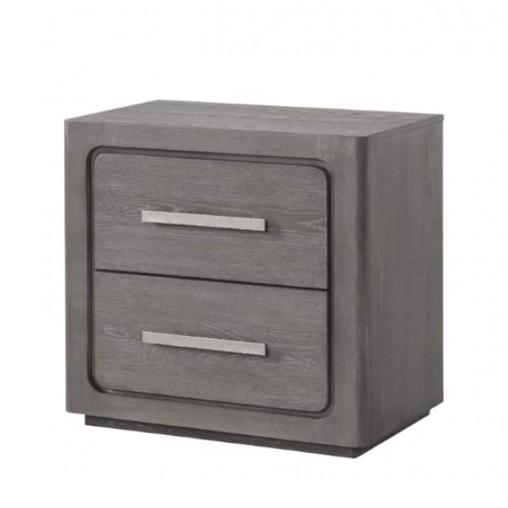 Thorne Warm Gray and Nickel 2 Drawer 27 in. W Nightstand