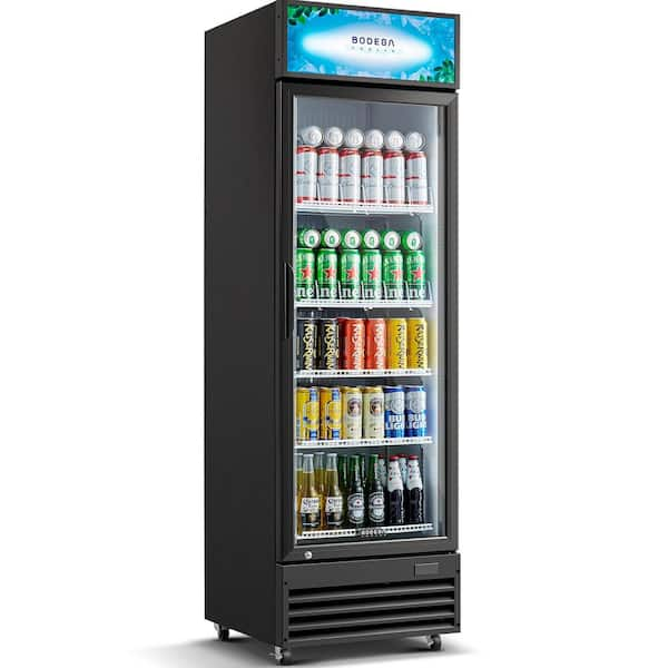 22.7 in. W 12.5 cu. ft. Single Zone Commercial Upright Display Glass Door Beverage Refrigerator in Black