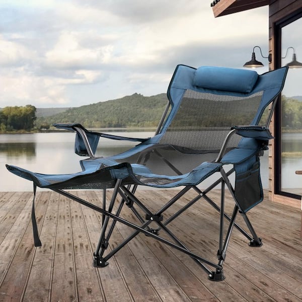 VEVOR Folding Camp Chair Max Up to 330 lb. Reclining Camp Chair with Height  Adjustable Lounge Chair for Outdoor or Indoor,Blue XXTYZDBLACK000001V0 -  The Home Depot