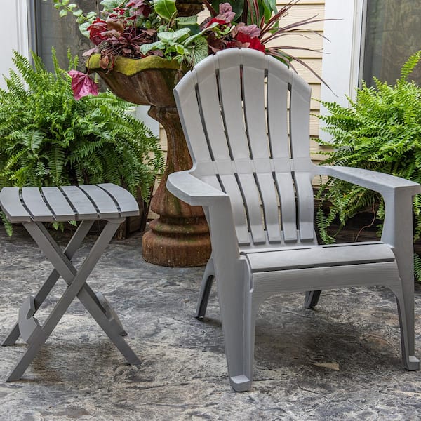Adams Quik-Fold 20 in. Resin Gray Square Patio Side Table 258502