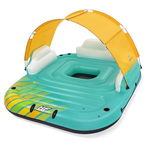 Bestway Hydro-Force Multicolor Vinyl Sunny Lounger 5 Person Inflatable Island Floating Water Raft