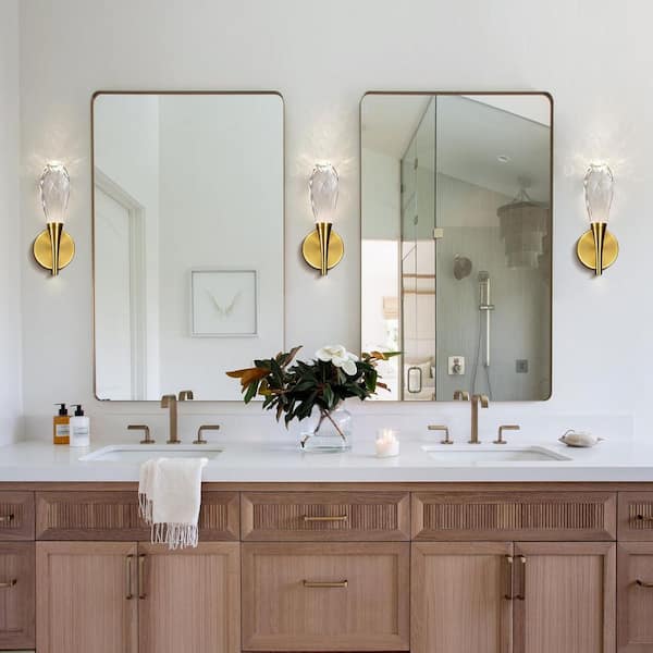 12 in. 1-Light Modern Gold LED Wall Sconce, Luxury Globe K9 Crystal Wall Lighting for Living Room, Bedroom, Hallway