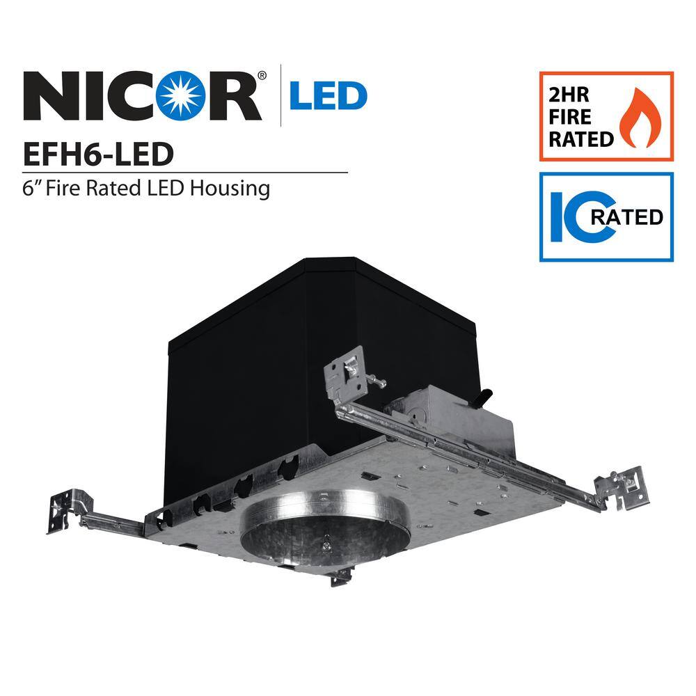 6'' Black and Silver IC Rated LED Recessed Lighting Housing