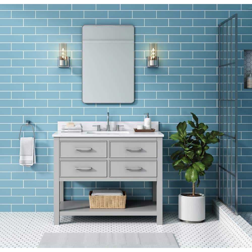 Chilled Gray 42" Solid Wood Single Vanity Cabinet