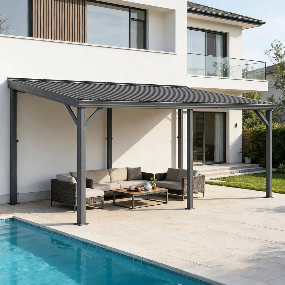 10 ft. x 16 ft. Wall-Mounted Gazebo with Sloped Roof Gray price history on PriceWatchPro