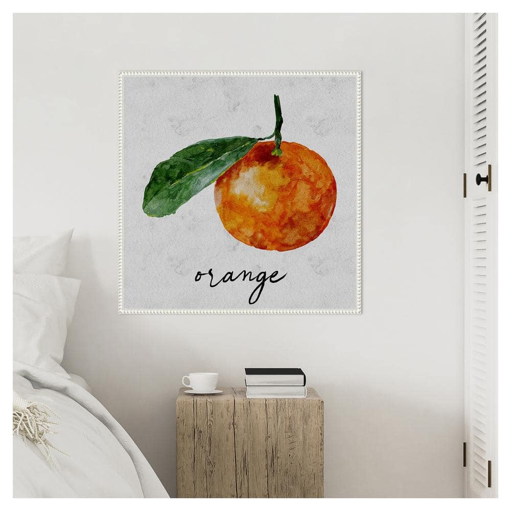 Summertime Citrus I Watercolor Print on Canvas with White Floater Frame