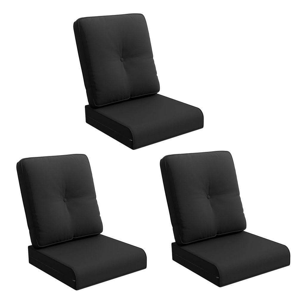 22 in. x 24 in. 6-Piece Replacement Outdoor Lounge Chair Cushion in Black