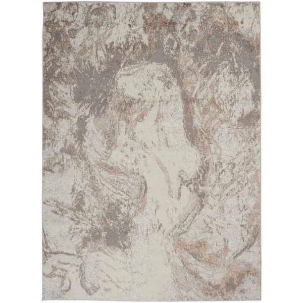 Elation Ivory Grey 4 ft. x 6 ft. Abstract Geometric Area Rug
