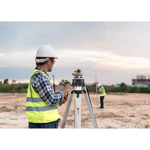 16 ft. Aluminum Dual Sided Grade Telescoping Rod Inches and Black Tripod with Quick Clamp