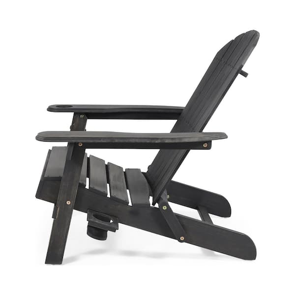 Lissette Dark Gray Foldable Wood Outdoor Patio Adirondack Chair