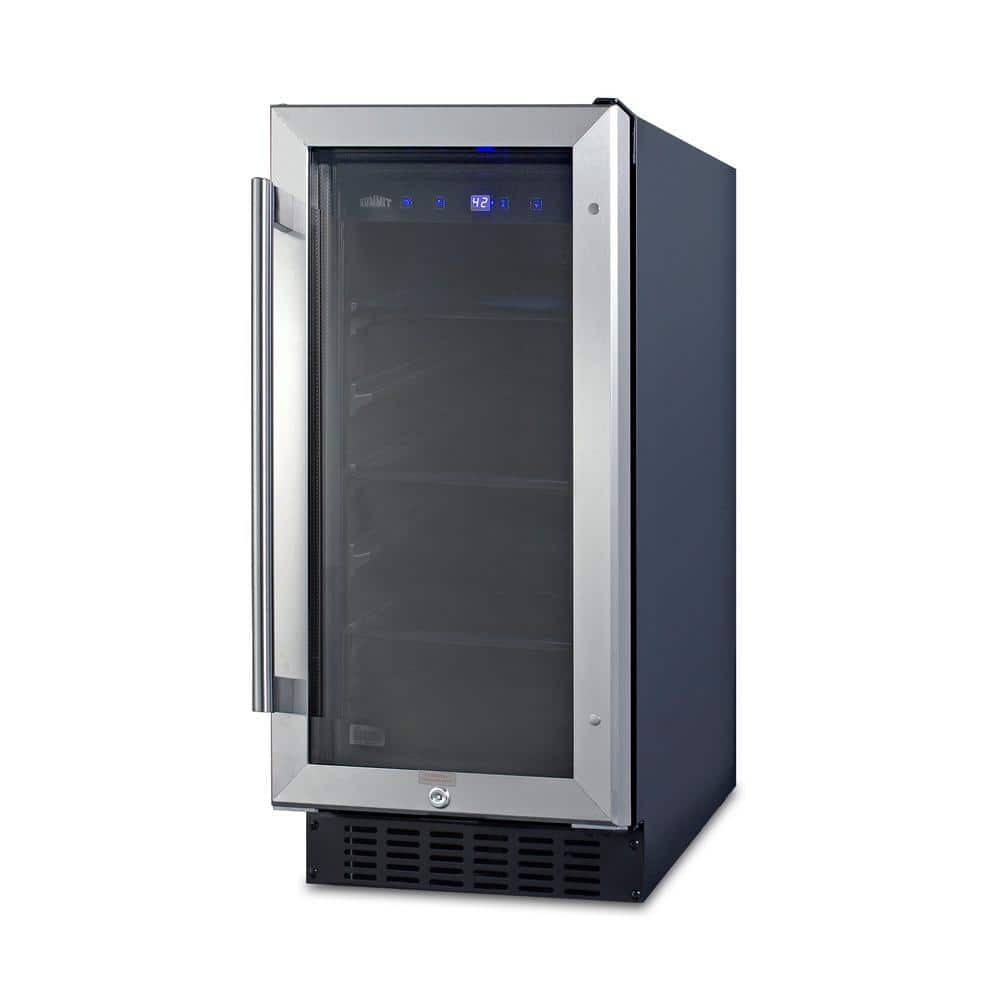 Silver Glass Door Undercounter Beverage Center with Digital Thermostat
