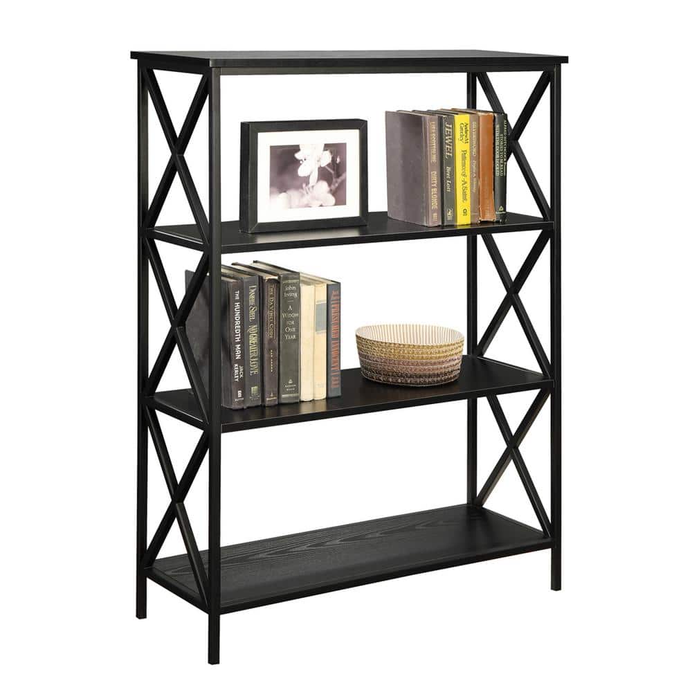 Tucson Modern Black 4-Tier Particleboard Bookcase