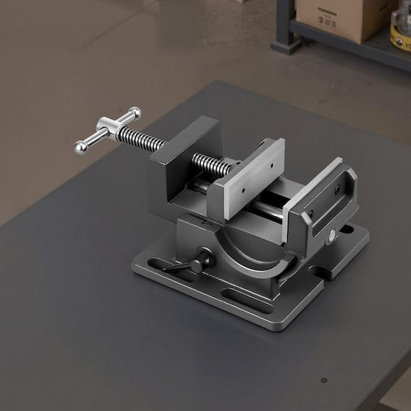 1-Piece Tilting Vise, 4.25 in. Jaw Width, Portable Drill Press Bench Vise, 0-90° Adjustable Tilt, Durable Cast Iron