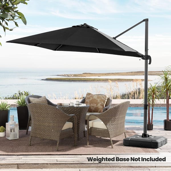 Crestlive Products 10 ft. Outdoor Square Cantilever Patio Umbrella in Black