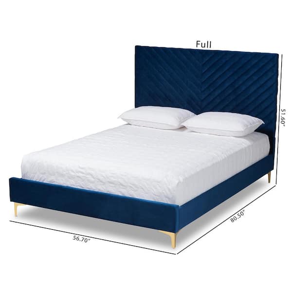 Baxton Studio Fabrico 56.7 in. W Navy Blue and Gold Full Wood