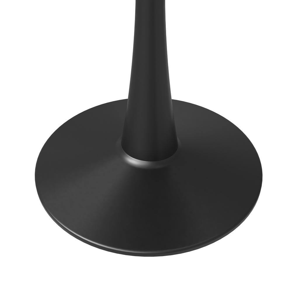 Bristol 35" Round Black Sintered Stone Dining Table with Steel Base