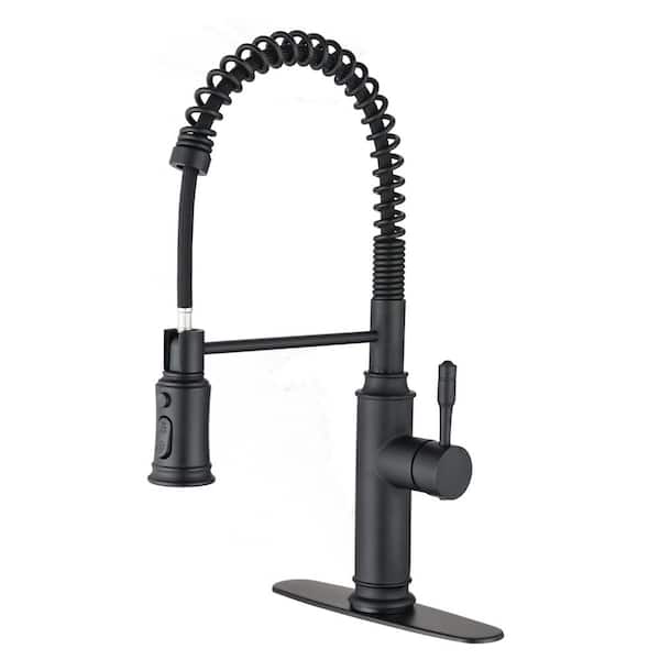 Utopia 4niture Frenzie Single Handle Surface-Mounted Pull Down Sprayer Kitchen Faucet in Matte Black