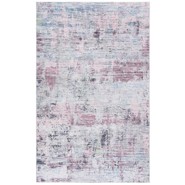 SAFAVIEH Tacoma Plum/Green 6 ft. x 9 ft. Machine Washable Distressed Abstract Area Rug