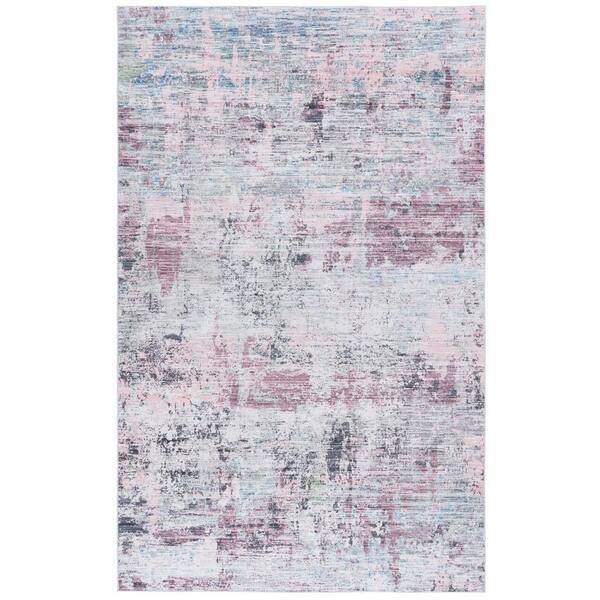 SAFAVIEH Tacoma Plum/Green 8 ft. x 10 ft. Machine Washable Distressed Abstract Area Rug