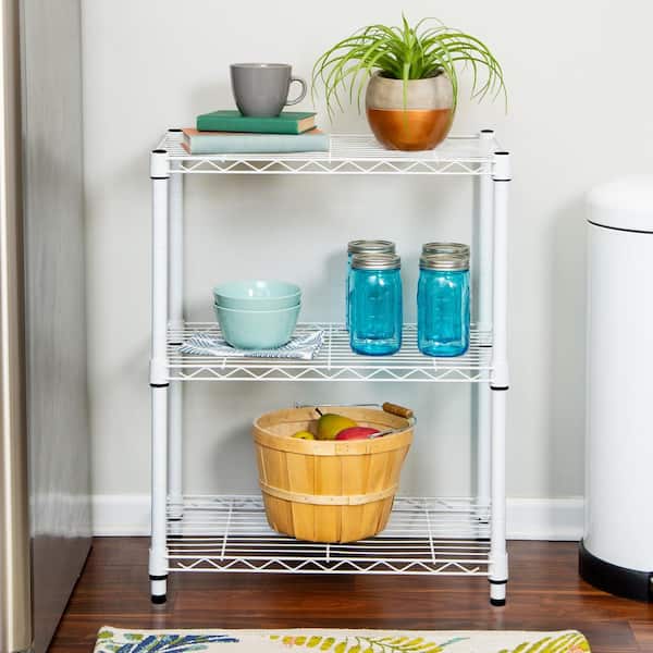 Honey-Can-Do - 3-Tier Wood and Metal Small Shelf - White