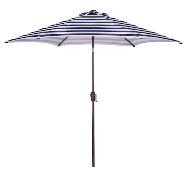 GAWEZA 8.6 ft. Steel Market Tilt Patio Umbrella in Blue and White Stripes