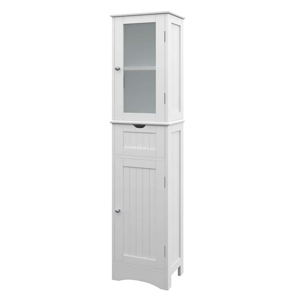 Costway 15.5 in. W x 12 in. D x 67 in. H White Bathroom Tall ...