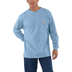 Men's 4 XL Alpine Blue Heather Cotton/Polyester Loose Fit Heavyweight Long-Sleeve Pocket T-Shirt