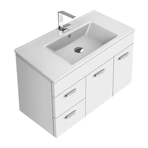 Loren 33 in. W x 17.5 in. D x 21.8 in. H Bathroom Vanity in Glossy White with Ceramic Vanity Top and Basin in White