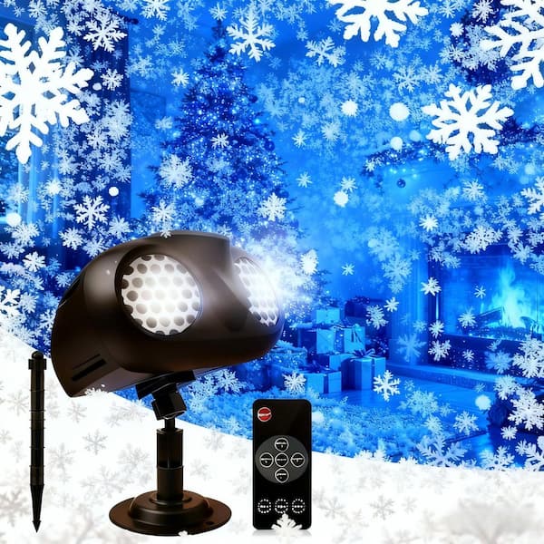 Black Snowflake Projector Light, 15000 Lumens LED Rotating Outdoor Floodlight, IP65 Waterproof Dynamic Spotlight