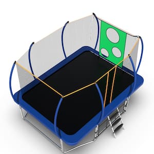 8 ft. x 14 ft. Blue Galvanized Anti-Rust Outdoor Rectangle Coating Trampoline with Enclosure with Ladder and Shoe Bag