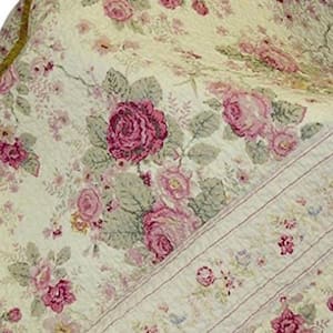 Antique Rose Multicolored Quilted Cotton Throw