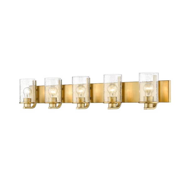 Unbranded Beckett 42 in. 5-Light Olde Brass Vanity Light with Glass Shade