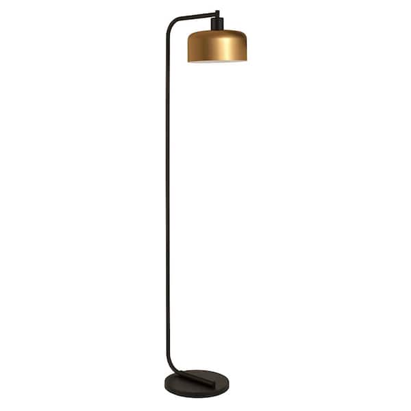 Hudson & Canal Moby Swing Arm Floor Lamp with Drum Shade - Gold