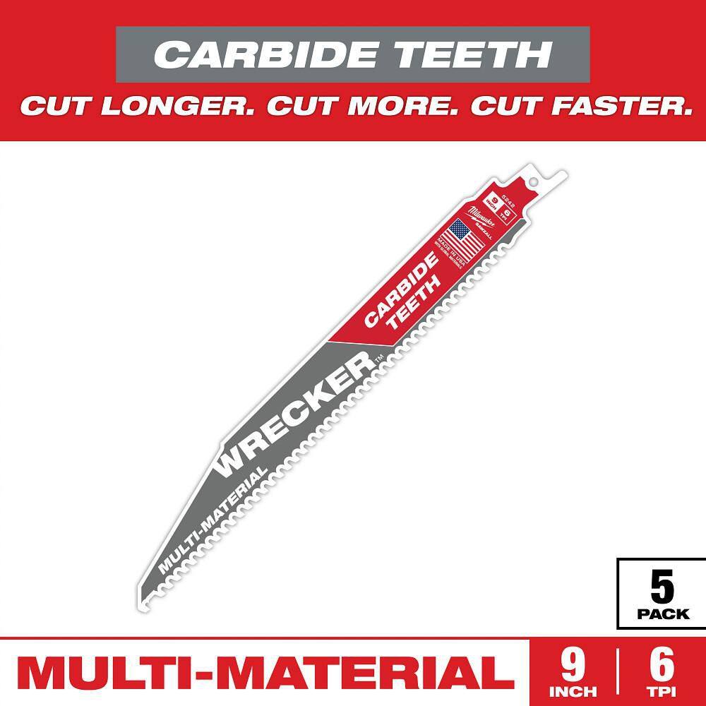 9 in. 6 TPI WRECKER Carbide Teeth Multi-Material Cutting SAWZALL Reciprocating Saw Blades (5-Pack) price history on PriceWatchPro