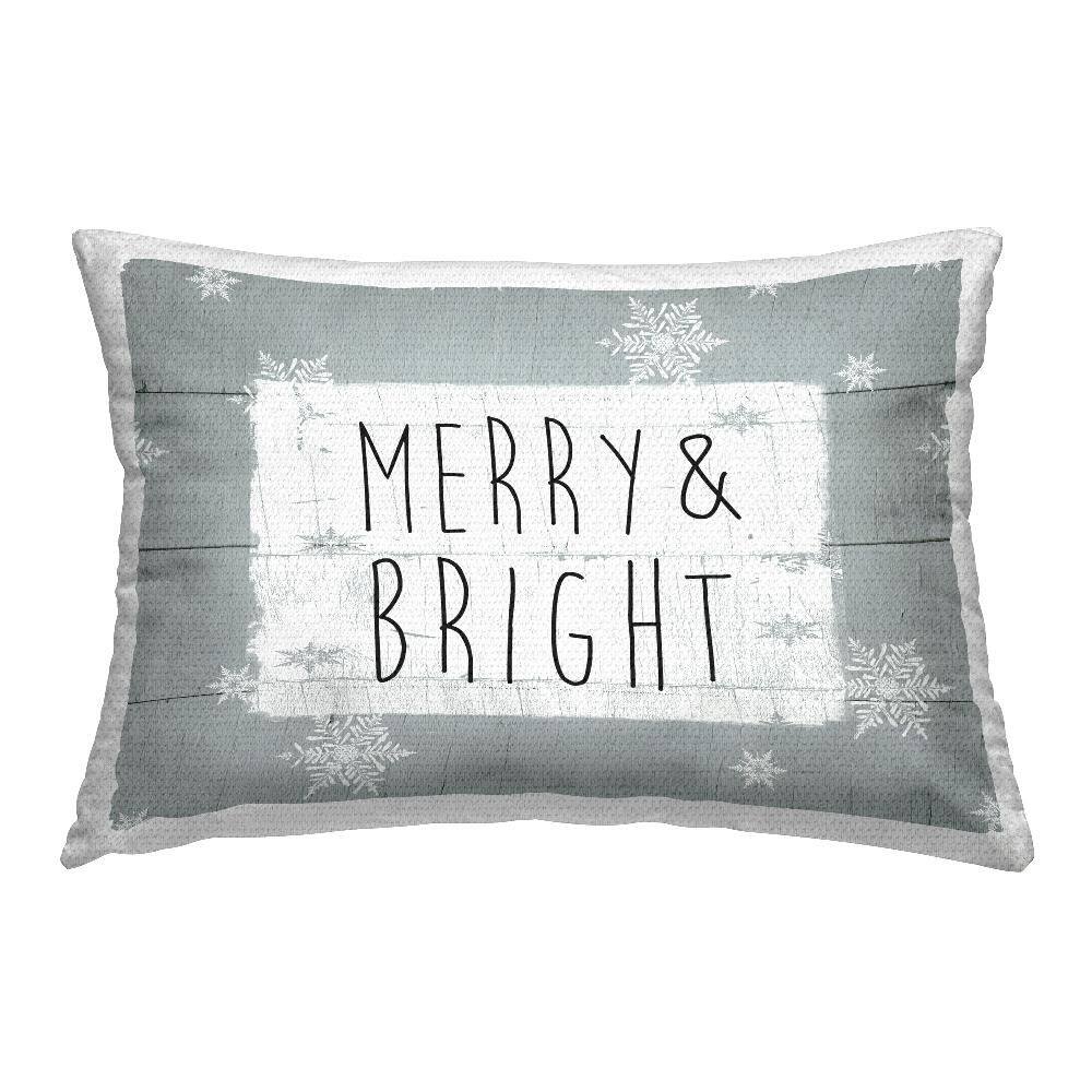 Merry and Bright Snowflakes Grey Rectangular Outdoor Throw Pillow price history on PriceWatchPro