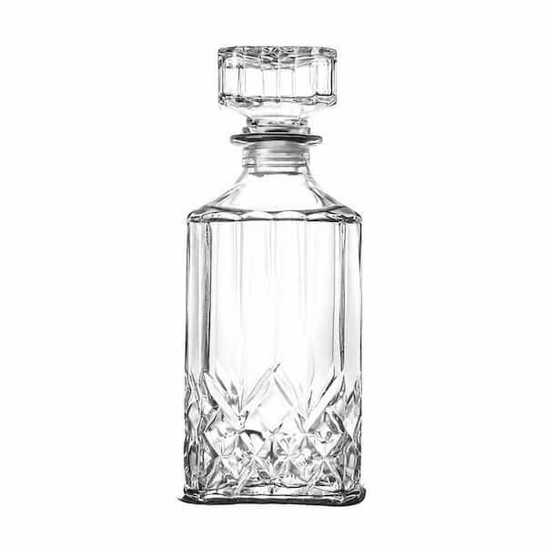 Clear Glass 32 oz. Airtight Geometric Whiskey Decanter with Stopper for Liquor and Wine