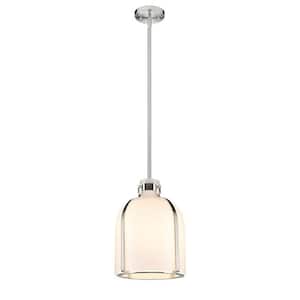 Pearson 9.75 in. 1-Light Brushed Nickel Globe Pendant Light with White Opal Glass Shade