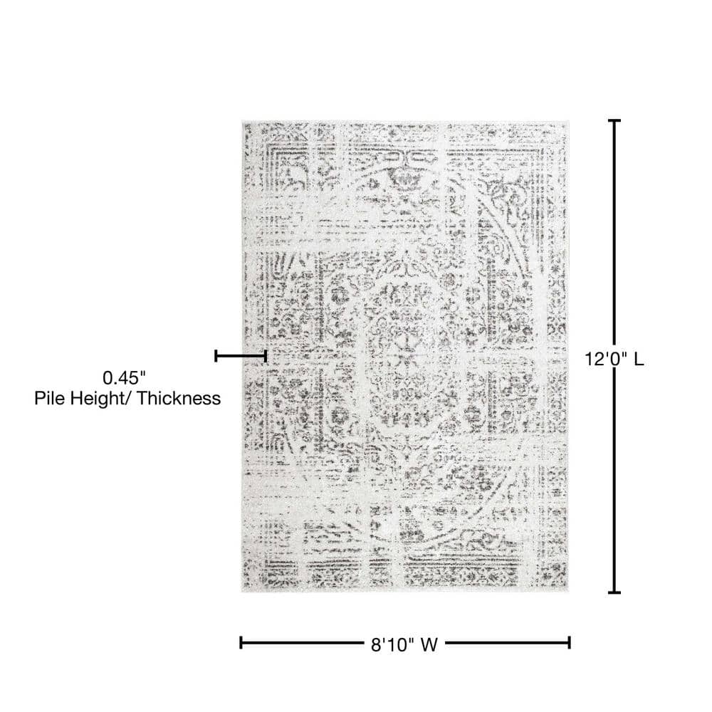 Arlena Gray Synthetic Vintage Distressed Area Rug