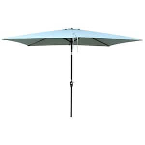 6 ft. x 9 ft. Rectangular Market Patio Umbrella in Frosty Green with Crank and Push Button Tilt
