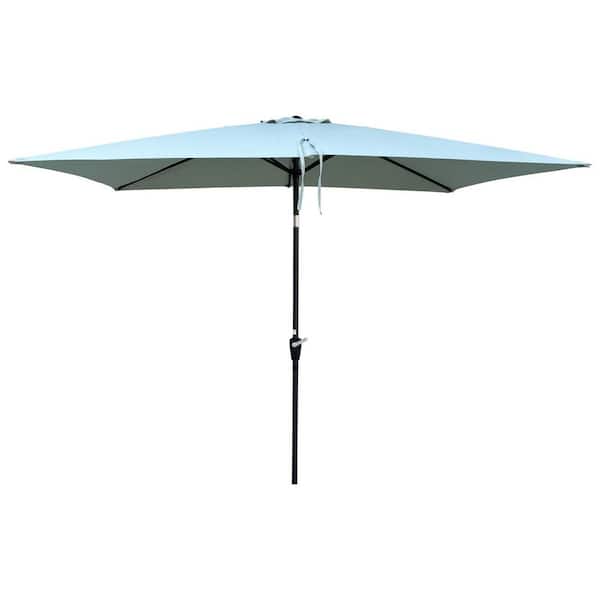 Amucolo 6 ft. x 9 ft. Rectangular Market Patio Umbrella in Frosty Green with Crank and Push Button Tilt