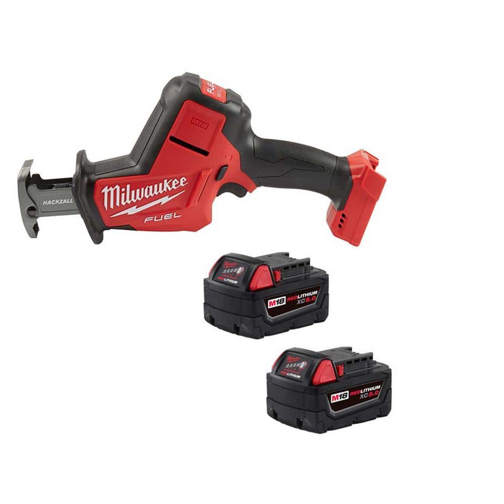 M18 FUEL 18-Volt Lithium-Ion Brushless Cordless HACKZALL Reciprocating Saw with (2) M18 5.0Ah Batteries -  Milwaukee, 2719-20-852