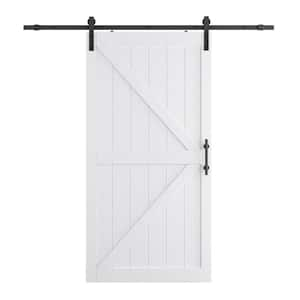 24 in. x 84 in. Paneled K-Bar White Finished MDF Sliding Barn Door with Hardware Kit